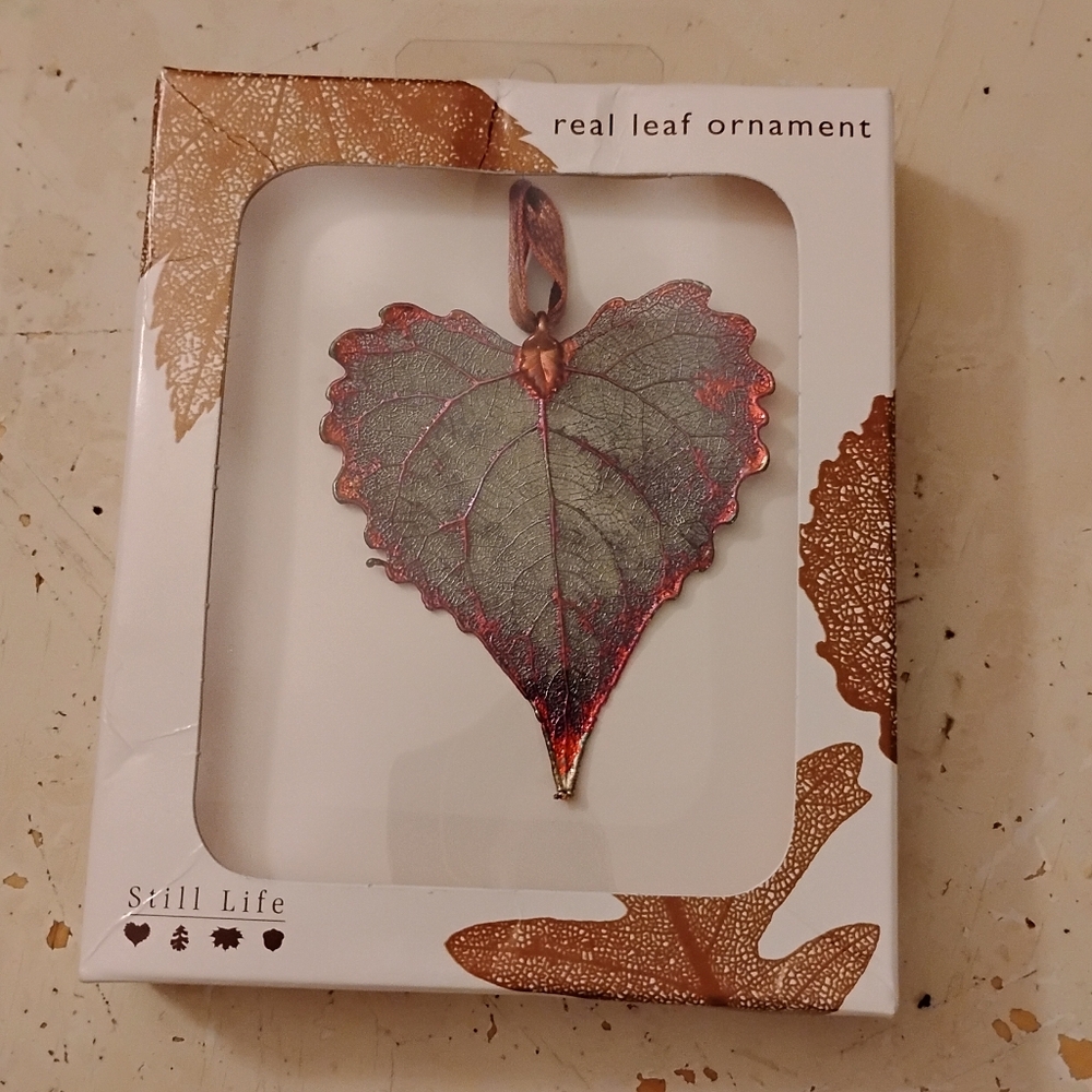 Still Life Real Leaf Ornament Collection 24 karat gold silver iridescent copper